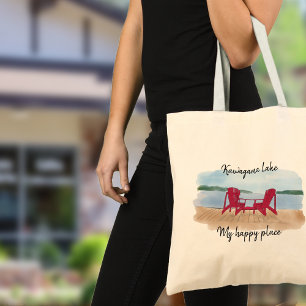 Tote Bag Vue personnalisée sur le lac "Mon endroit heureux