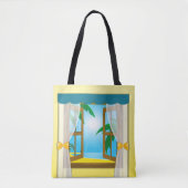 Tote Bag Vue sur la plage d'été (Devant)