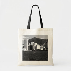 Tote Bag Vue vintage de gratte-ciel de la baie de Hong Kong