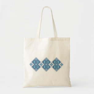 Tote Bag Vyshyvanka bleu ukrainien broderie