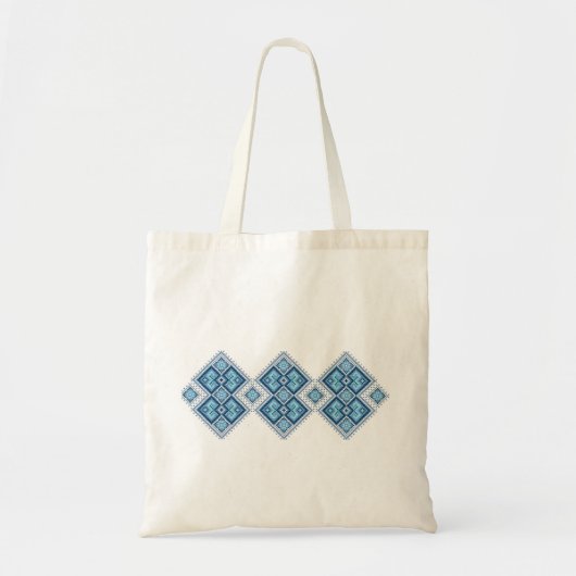Tote Bag Vyshyvanka bleu ukrainien broderie (Devant)