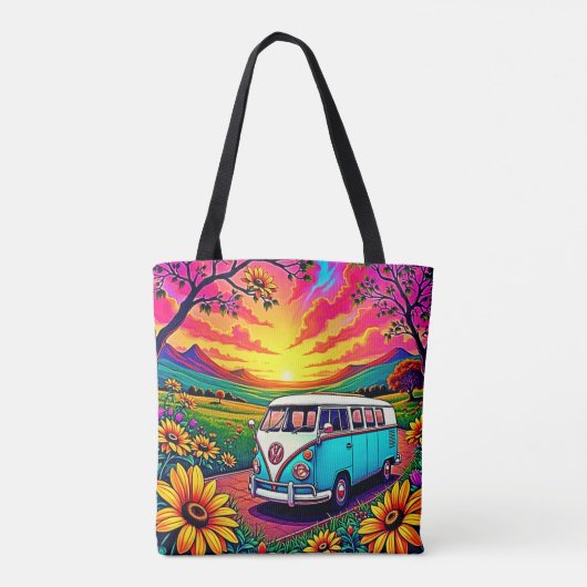 Tote Bag Wanderlust Van Sunset Art (Dos)