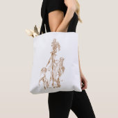 Tote Bag Warm Elegant Botanical Ink Art (De près)