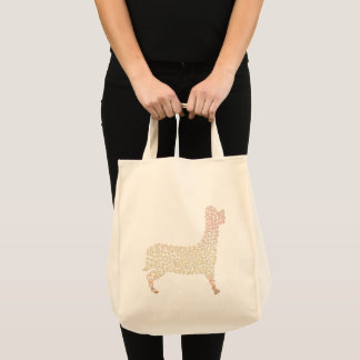 Tote Bag Warm Gold Gradient Paw Print Dog Silhouette Fabric