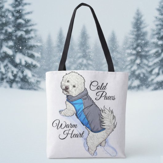 Tote Bag Warm Heart Snow Bichon Tote