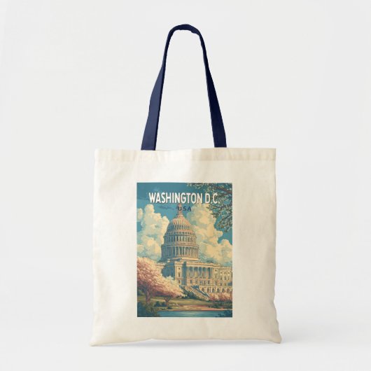Tote Bag Washington DC Capitol Travel Art Vintage (Devant)