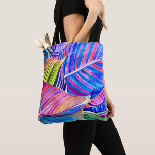 Tote Bag Watercolor art canna tropicale feuilles