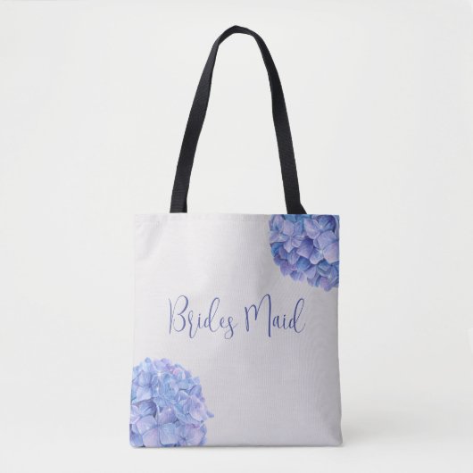 Tote Bag Watercolor Blue Hydrangea Bride fête (Devant)