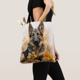 TOTE BAG WATERCOLOR CHIEN ALLEMAND SHEPHERD