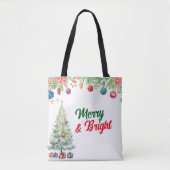 Tote Bag Watercolor Christmas Holiday  (Devant)
