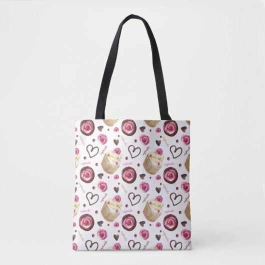 Tote Bag Watercolor cupcakes (Devant)