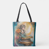 Tote Bag Watercolor Femme Lecture Cadeau Anniversaire (Dos)