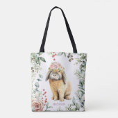 Tote Bag Watercolor Floral Bunny Rabbit Personalized (Dos)