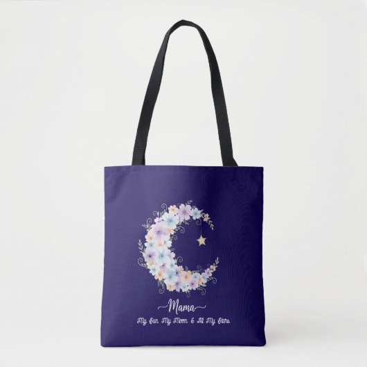 Tote Bag Watercolor Floral Moon Mama (Devant)