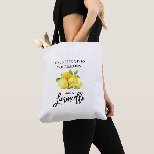 Tote Bag Watercolor Lemons Modern Brush Script Limoncello (De près)