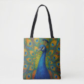Tote Bag Watercolor Peacock (Devant)