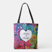 Tote Bag Watercolor Rainbow Mandala With Heart (Dos)