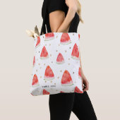 Tote Bag Watercolor Watermelon Slices Personnalisé été (De près)
