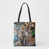 Tote Bag Watercolor Wildlife Collage (Devant)