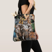 Tote Bag Watercolor Wildlife Collage (De près)