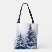 Tote Bag Watercolor winter forest Christmas tree (Dos)