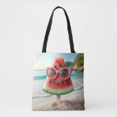 Tote Bag Watermelon Popsicle portant des lunettes de soleil (Devant)