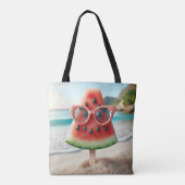 Tote Bag Watermelon Popsicle portant des lunettes de soleil (Dos)