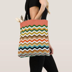 Tote Bag Wavy Zigzag Multicolor Motif