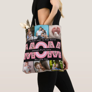 Tote Bag We Love You Mom Pink Minimalist 6 Collage photo