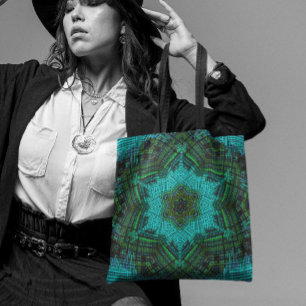 Tote Bag Weaver Mandala bleu et vert