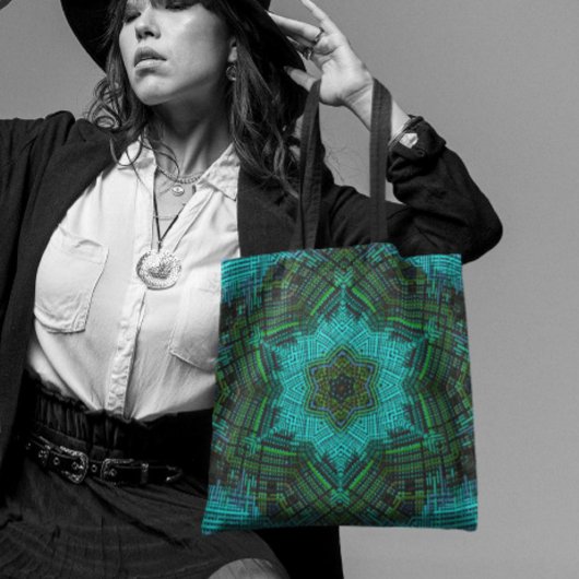 Tote Bag Weaver Mandala bleu et vert