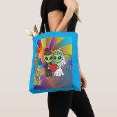 Tote Bag Wedding Gift Alien Bride and Groom Psychedelic  (De près)