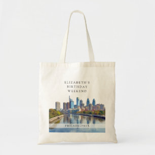 Tote Bag Week-end d'anniversaire à Philadelphie en aquarell