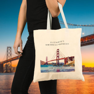 Tote Bag Week-end d'anniversaire aquarelle San Francisco