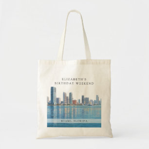 Tote Bag Week-end d'anniversaire aquarelle sur la ligne d'h