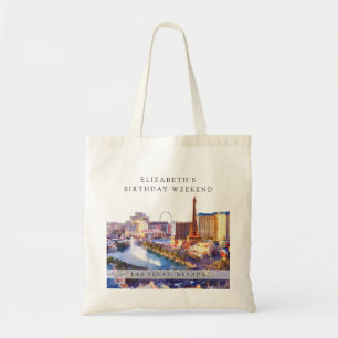 Tote Bag Week-end d'anniversaire aquarelle sur la skyline d