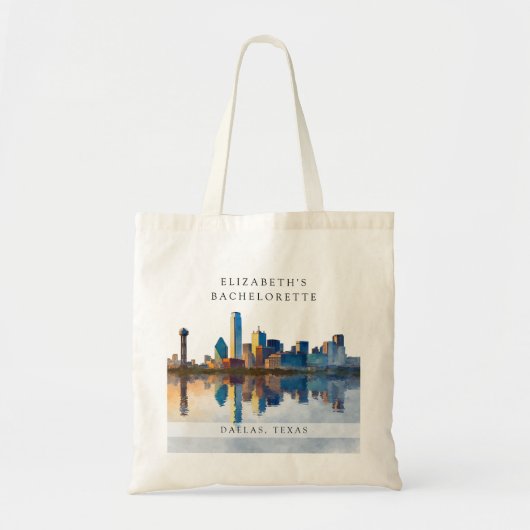 Tote Bag Week-end d'enterrement Dallas Skyline Aquarelle (Devant)