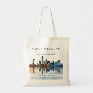 Tote Bag Week-end entre filles avec vue sur Dallas en aquar