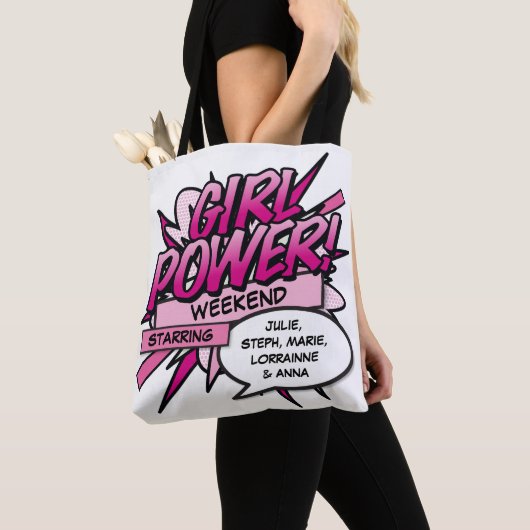 Tote Bag Week-end entre filles GIRL POWER personnalisé (De près)