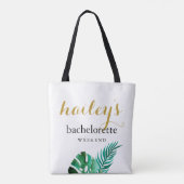 Tote Bag Week-end moderne Palms Bachelorette avec nom (Dos)