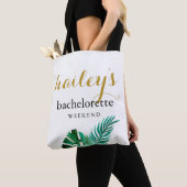 Tote Bag Week-end moderne Palms Bachelorette avec nom (De près)