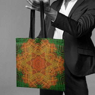 Tote Bag Weer Mandala jaune orange et vert
