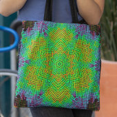 Tote Bag Weer Mandala Orange Vert et Bleu
