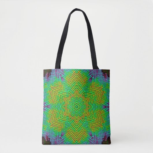 Tote Bag Weer Mandala Orange Vert et Bleu (Devant)