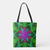 Tote Bag Weer Mandala rose bleu et vert (Dos)