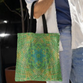 Tote Bag Weer Mandala vert jaune et bleu