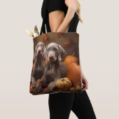Tote Bag Weimaraner Chiot Automne Citrouille délice (De près)