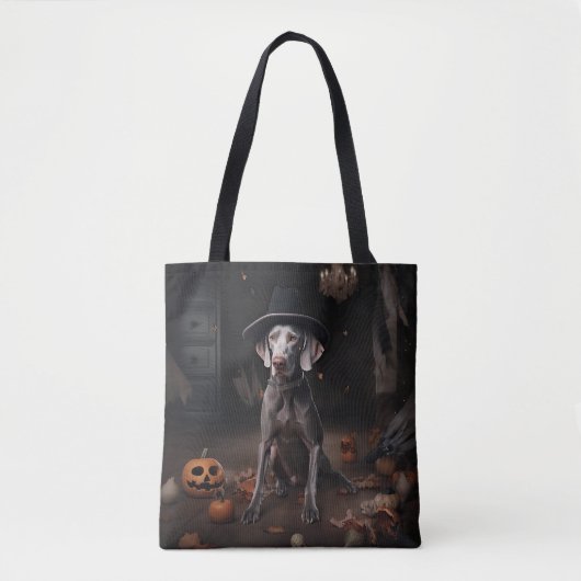 Tote Bag Weimaraner Citrouilles Halloween effrayant (Devant)