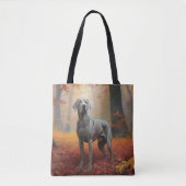 Tote Bag Weimaraner en automne Leaves automne Inspire (Devant)
