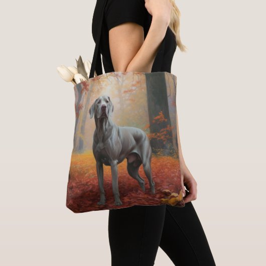 Tote Bag Weimaraner en automne Leaves automne Inspire (De près)